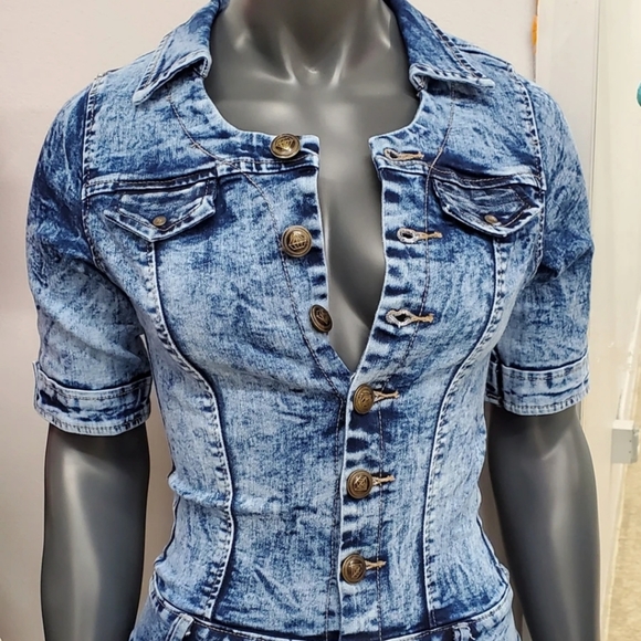 Booty Lifting Colombian Denim Romper - Blue - Picture 5 of 7
